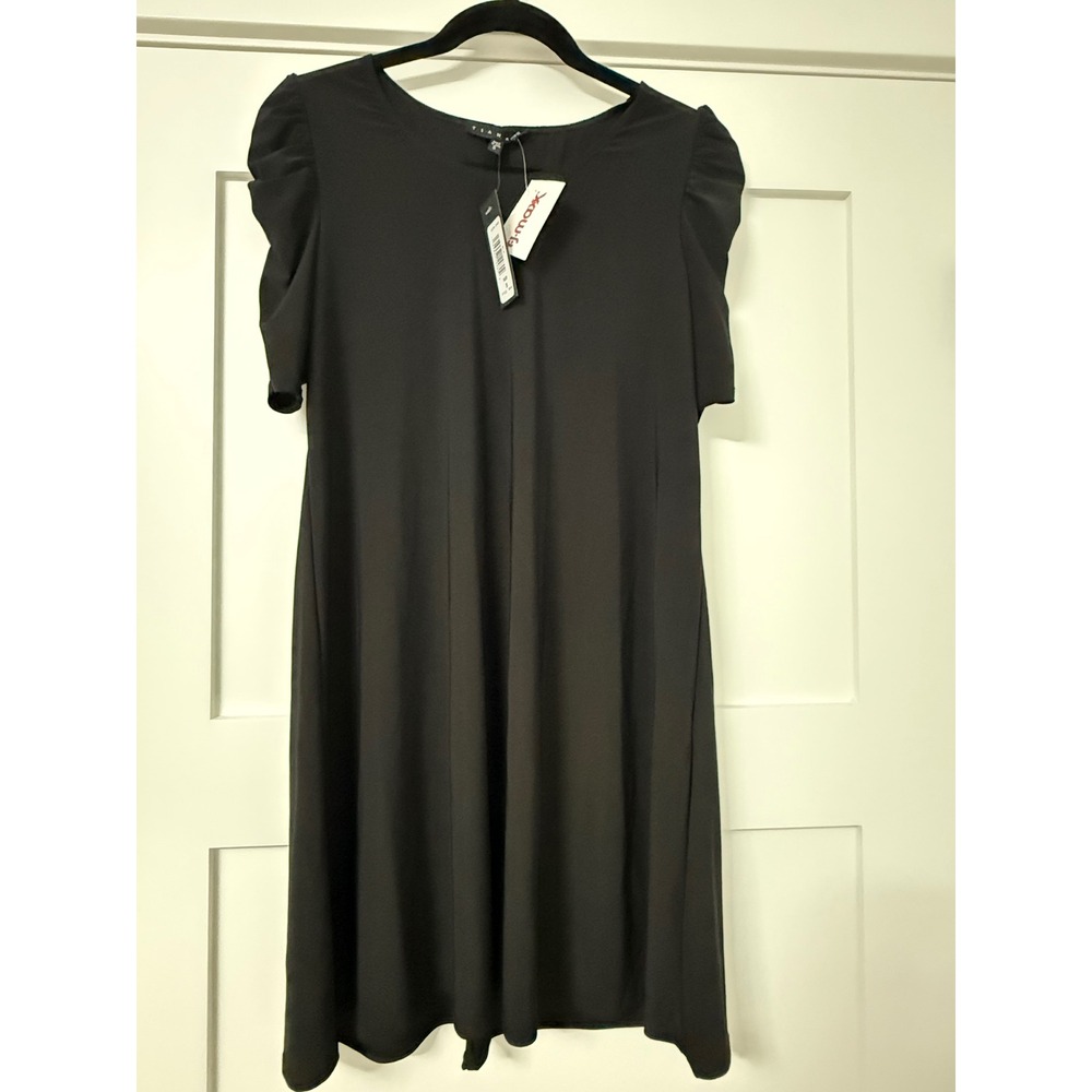 Tiana B Black Puff Sleeve Shift Dress Womens Small NWT Made in USA
